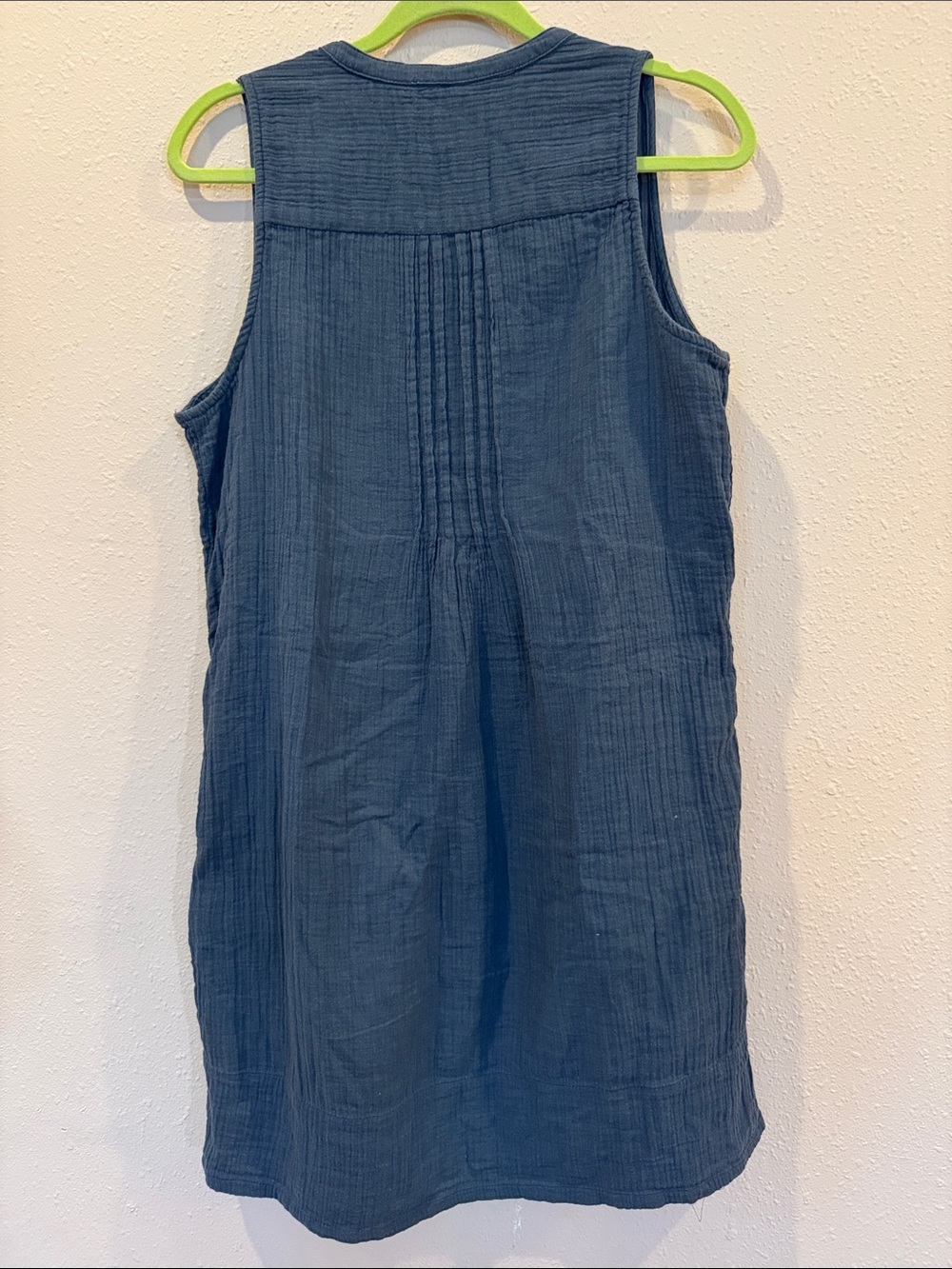 Quince Navy Pintuck Sleeveless Guaze Cotton Dress Small - Picture 3 of 3